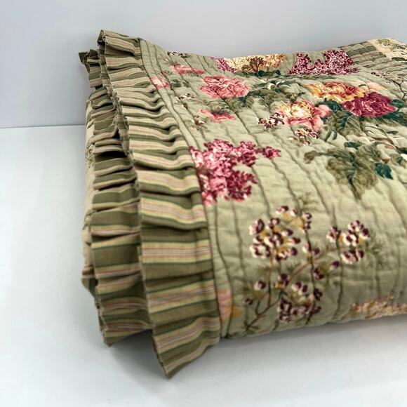 Waverly linen blend heirloom floral twin quilt - Picture 3 of 13